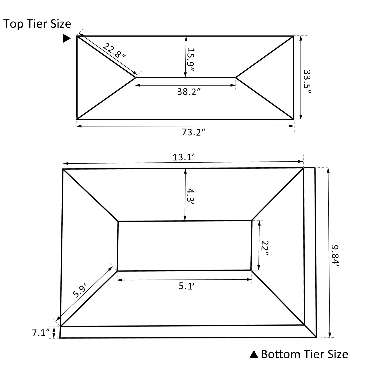 13x10 ft 2 Tier Gazebo Replacement Canopy Top (Top cover only) - Coffee