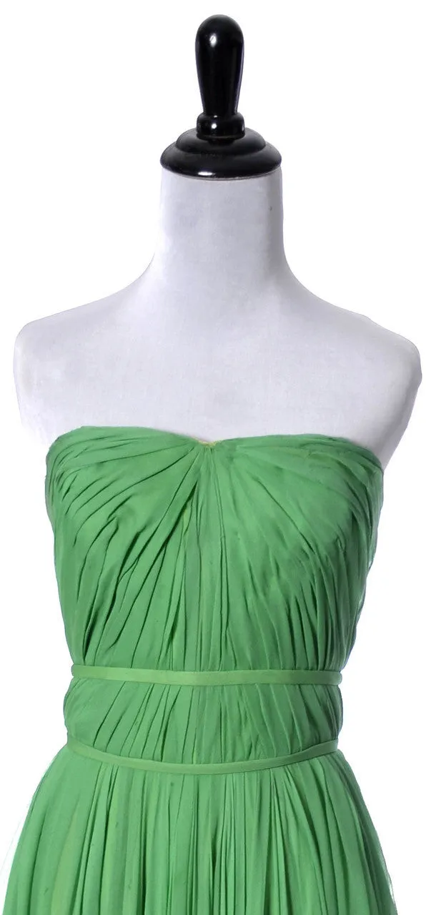 1950's Draped Grecian Howard Greer Green Silk Chiffon Vintage Dress