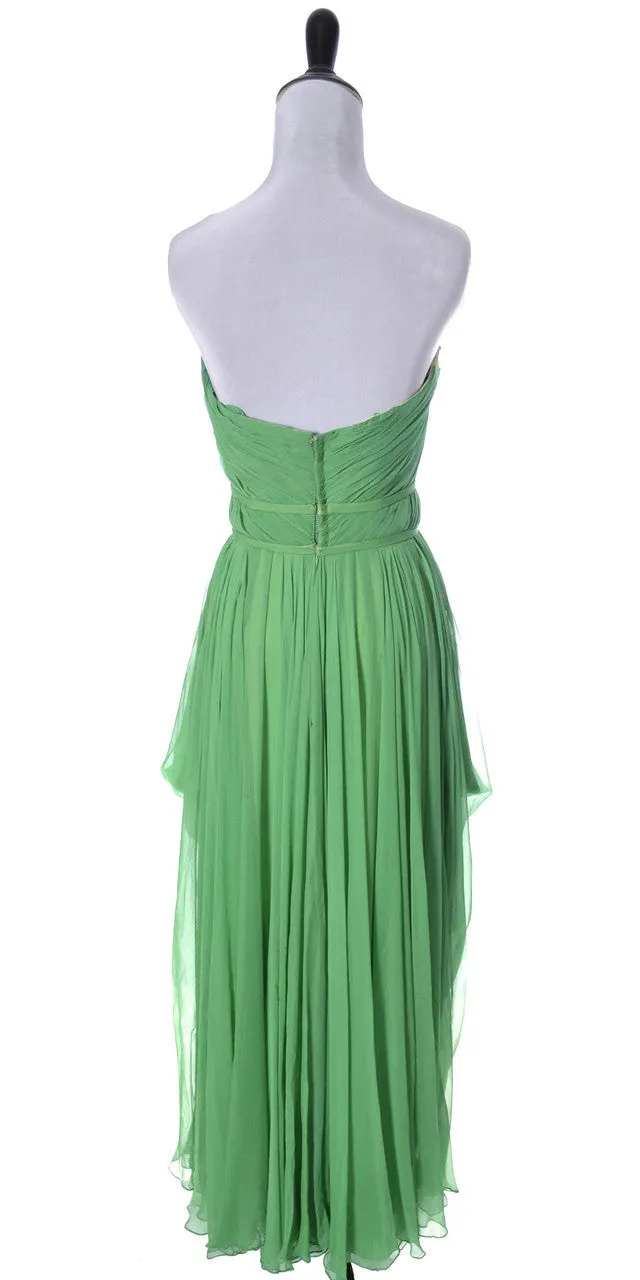 1950's Draped Grecian Howard Greer Green Silk Chiffon Vintage Dress