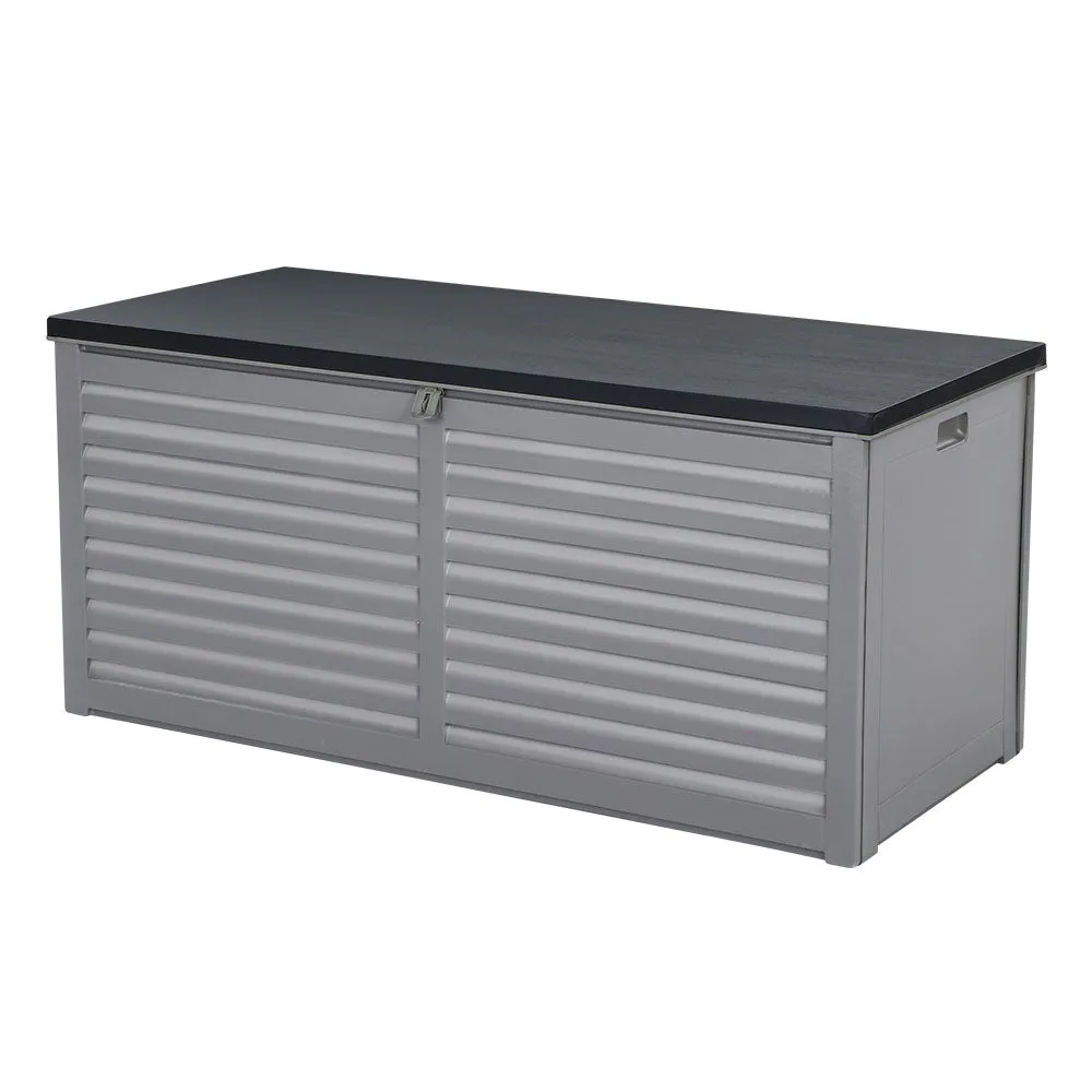 490L Outdoor Storage Box Bench Seat Toy Tool Shed Chest Rust Free - Dark Grey