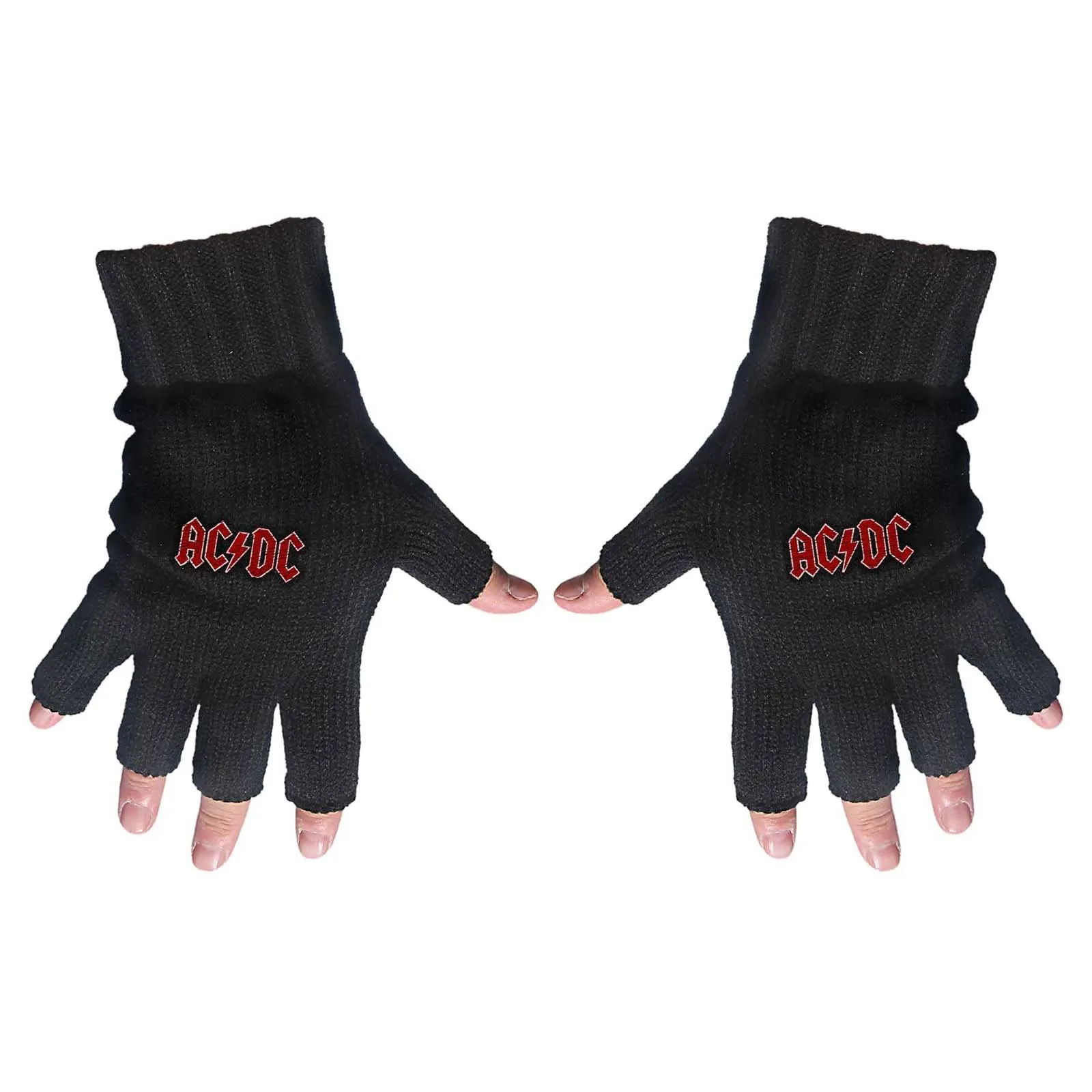 AC/DC Fingerless Gloves: Classic Red Logo