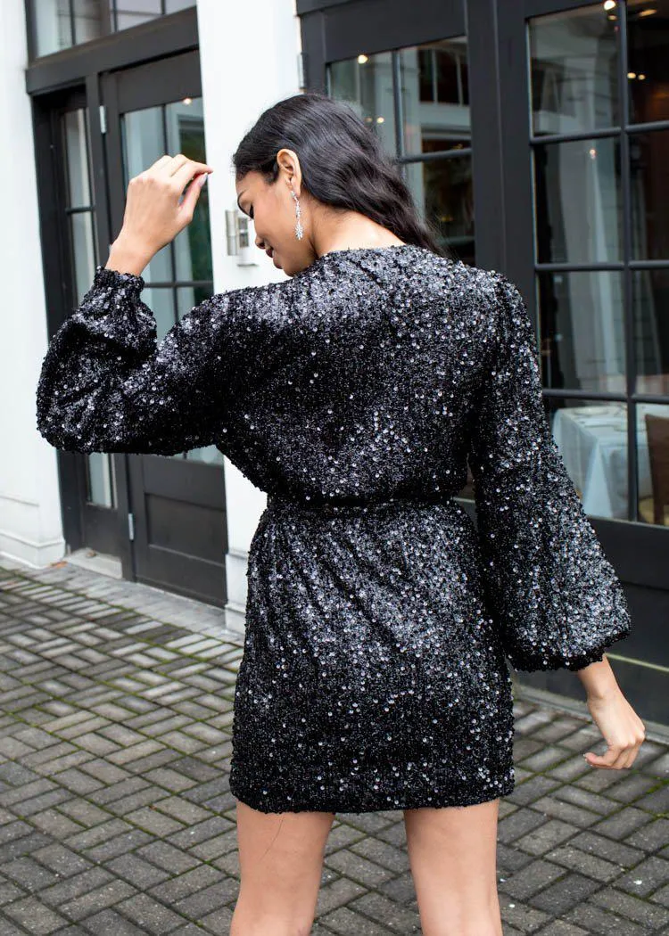 Adelina Sequin Wrap Dress-***FINAL SALE***