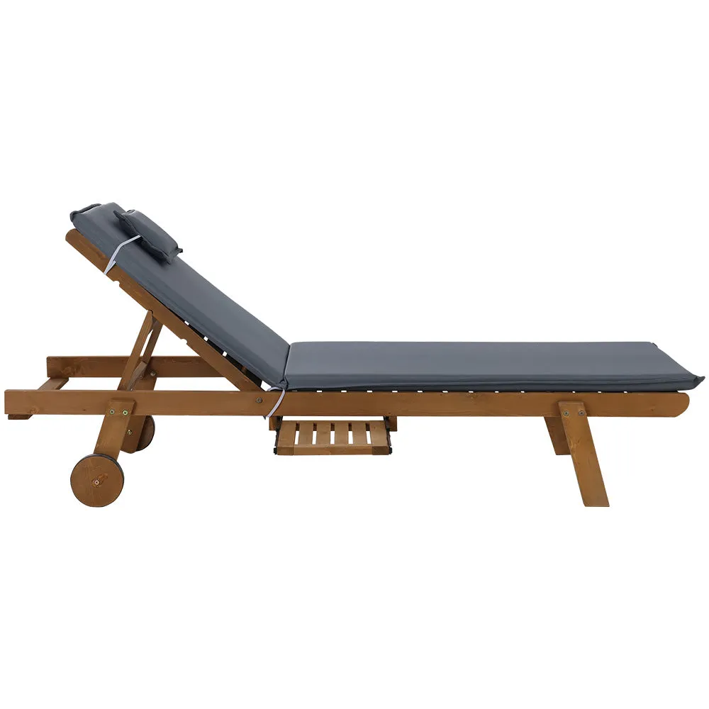 Adjustable Wooden Sun Lounger Set Outdoor Day Bed - Gardeon