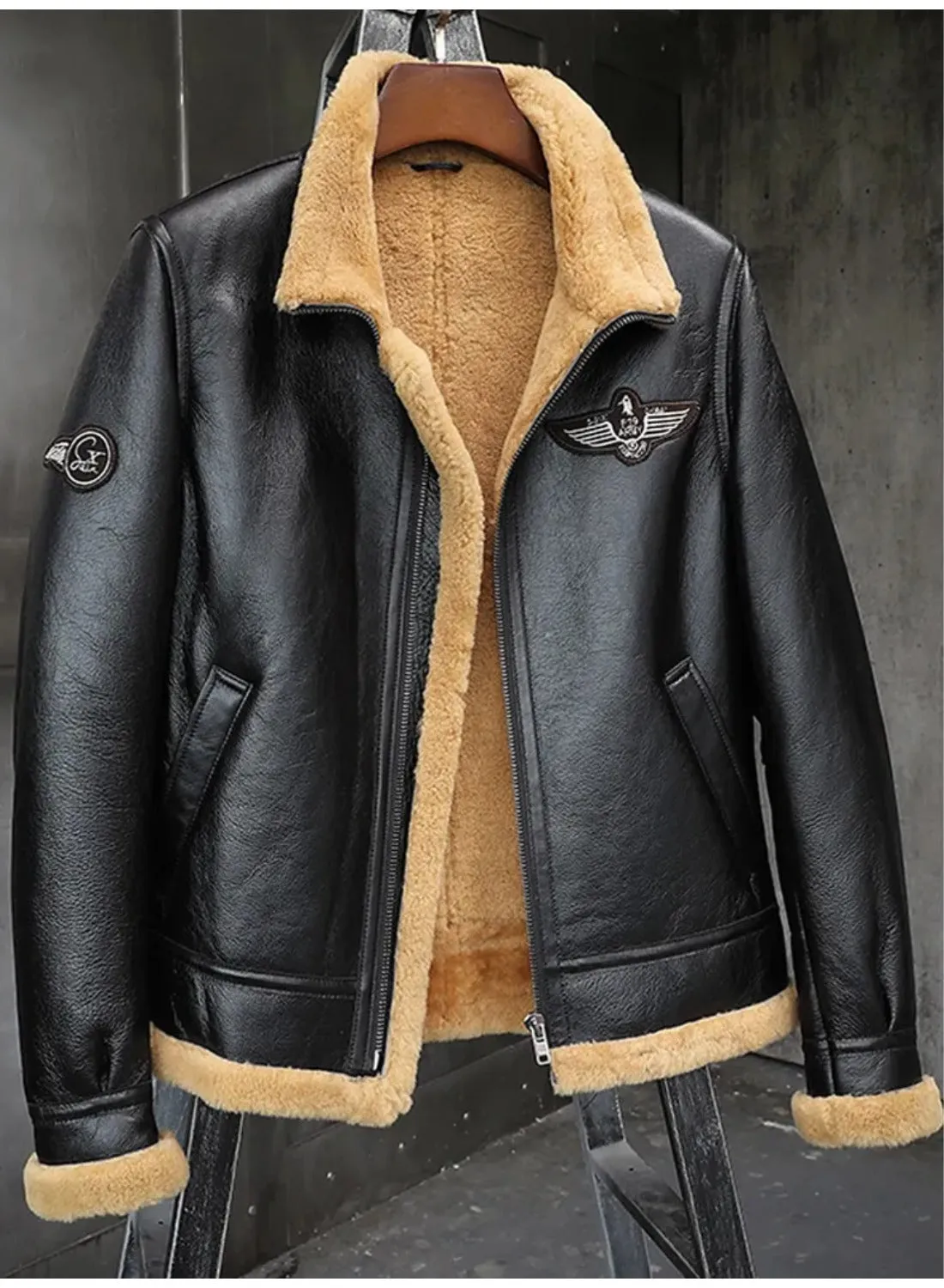 Airforce Flight Bomber Shearling Leather Jacket