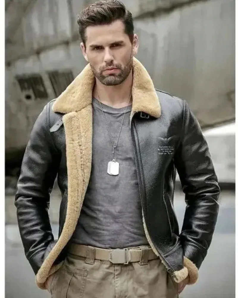 Airforce Flight Bomber Shearling Leather Jacket