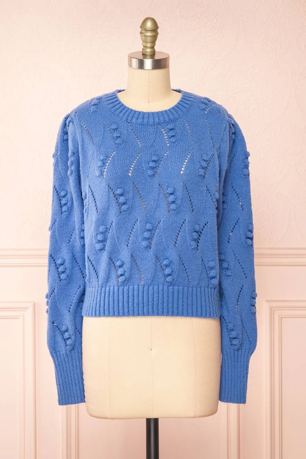 Alexis | Blue Sweater w/ Pompoms