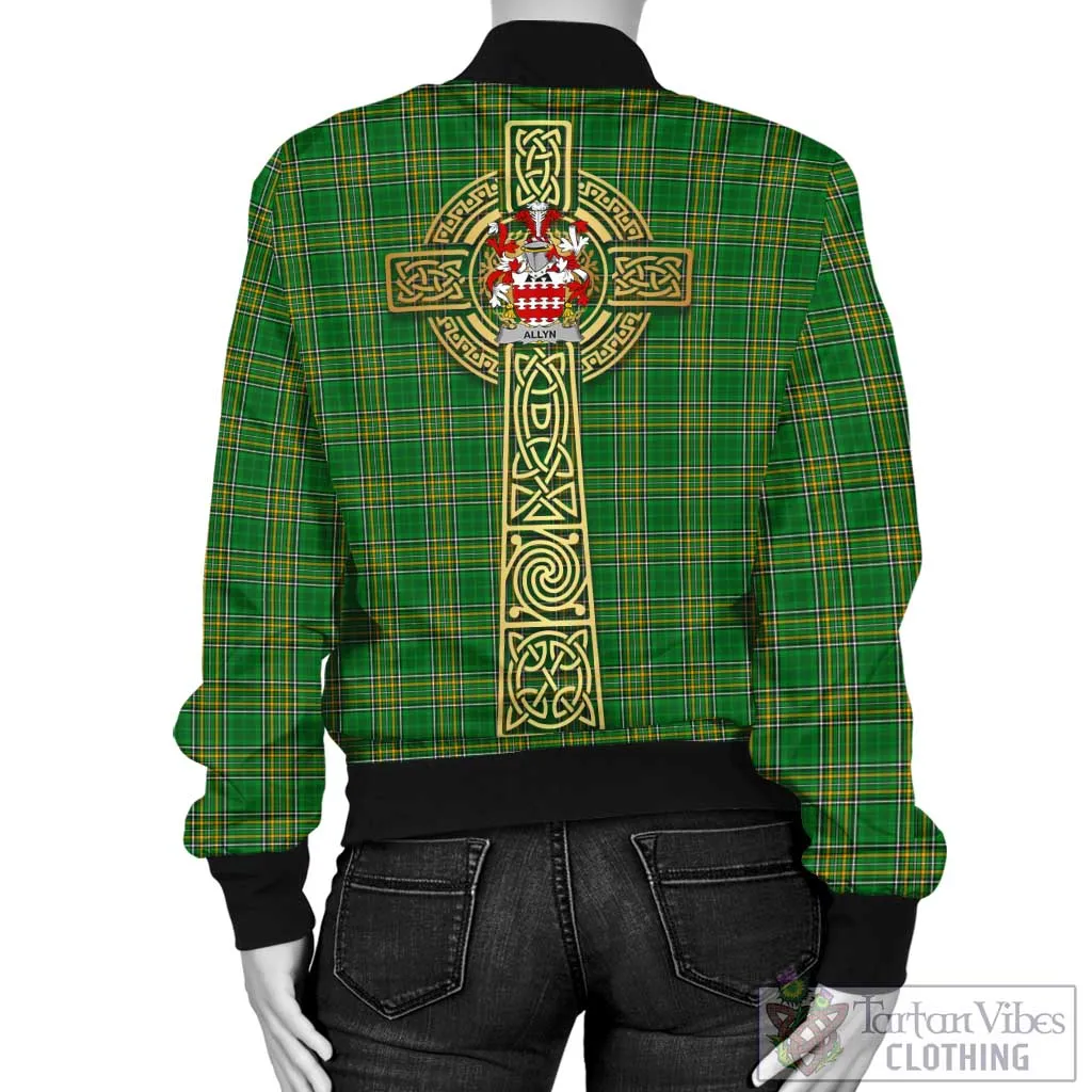 Allyn Irish Clan Tartan Bomber Jacket with Coat of Arms Celtic Tree of Life Style