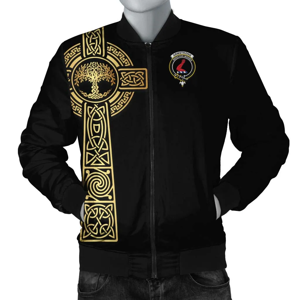 Armstrong Clan Bomber Jacket with Golden Celtic Tree Of Life