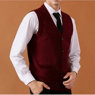 Asian Size Men's Sweater Cardigan Buttons Down Knit Jacket Basic Vest Sleeveless Wool Stylish Casual Fashion K-9