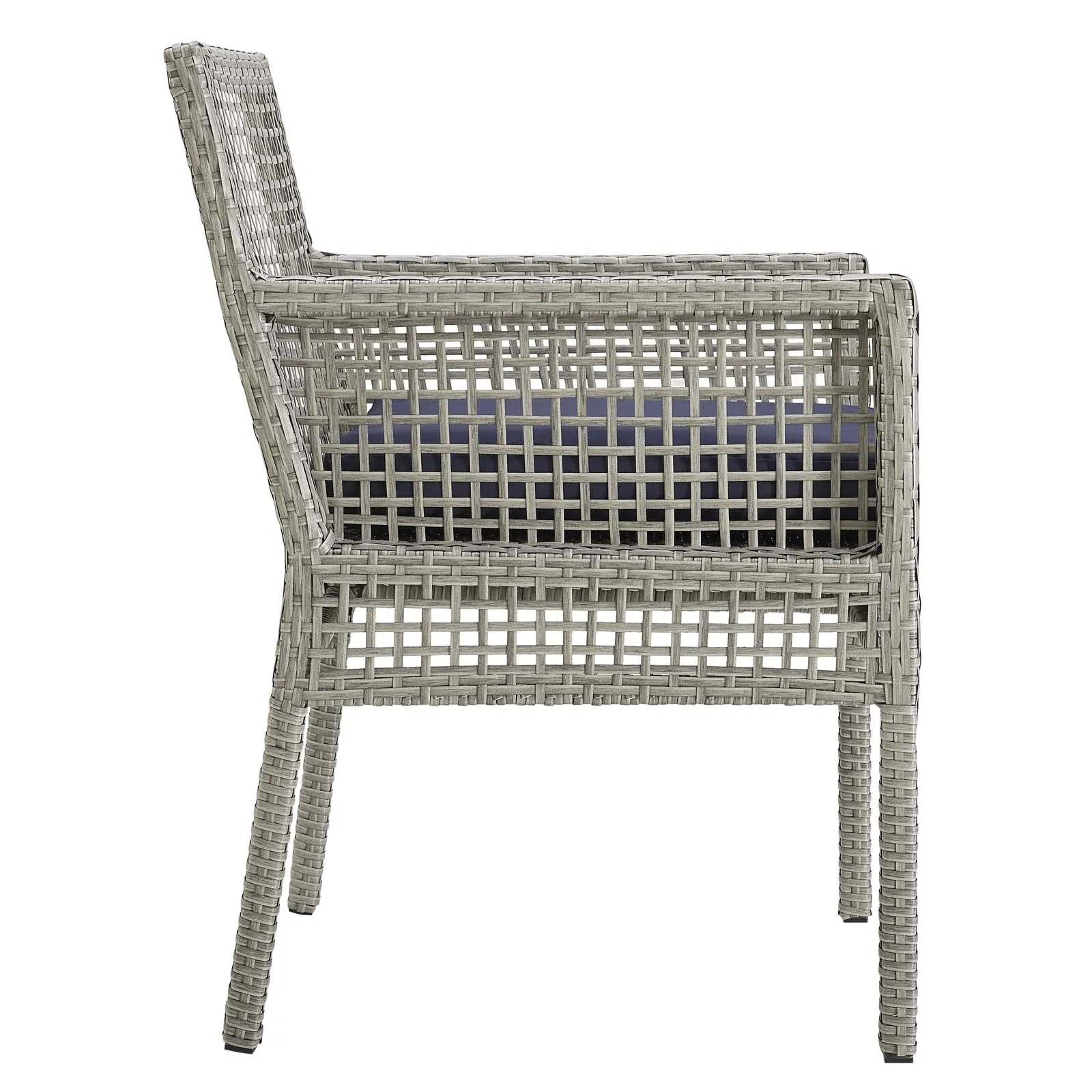 Aura 7 Piece Outdoor Patio Wicker Rattan Set Gray Navy EEI-3560-GRY-NAV-SET