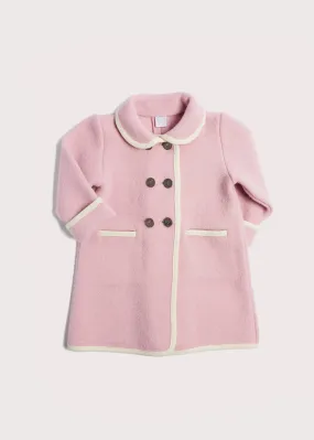 Austrian Double Breasted White Trim Baby Coat in Baby Pink (6mths-3yrs)