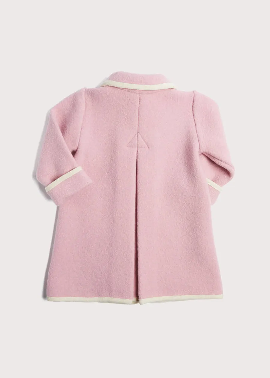 Austrian Double Breasted White Trim Baby Coat in Baby Pink (6mths-3yrs)