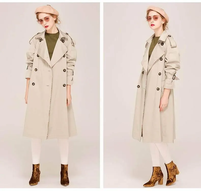 Autumn Fashion Modern Turn Down Collar Double Casual Long Trench