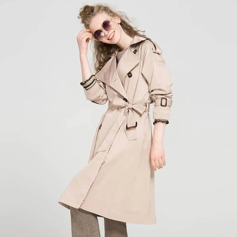 Autumn Fashion Modern Turn Down Collar Double Casual Long Trench