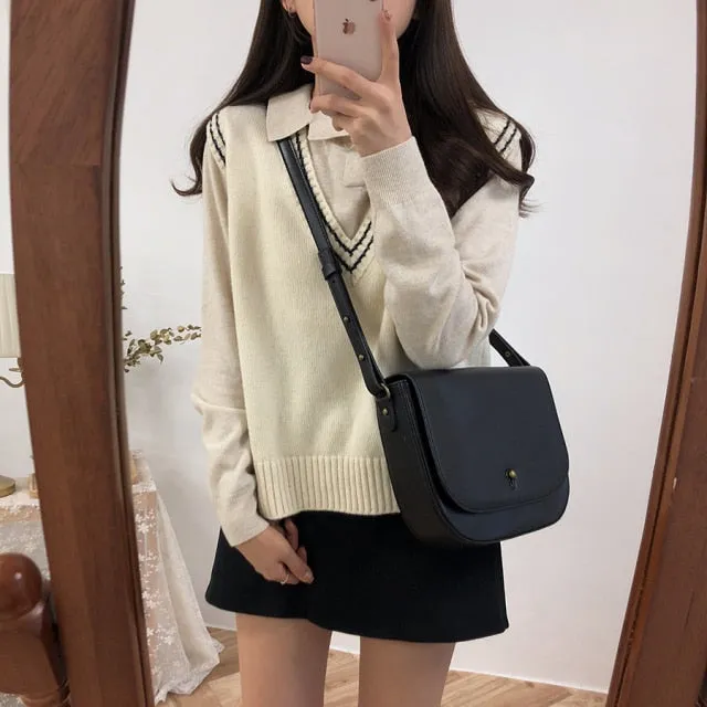 Autumn Winter Women Knitted Sweater Sleeveless Vest