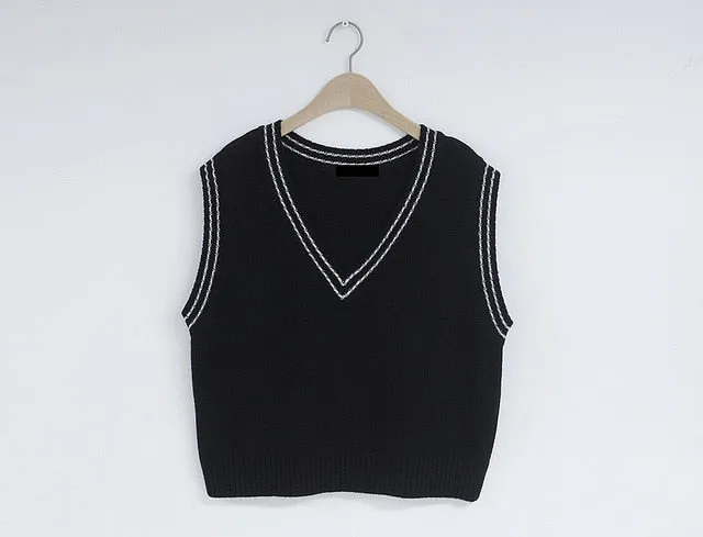 Autumn Winter Women Knitted Sweater Sleeveless Vest