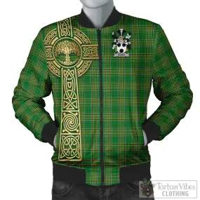 Basile Irish Clan Tartan Bomber Jacket with Coat of Arms Celtic Tree of Life Style