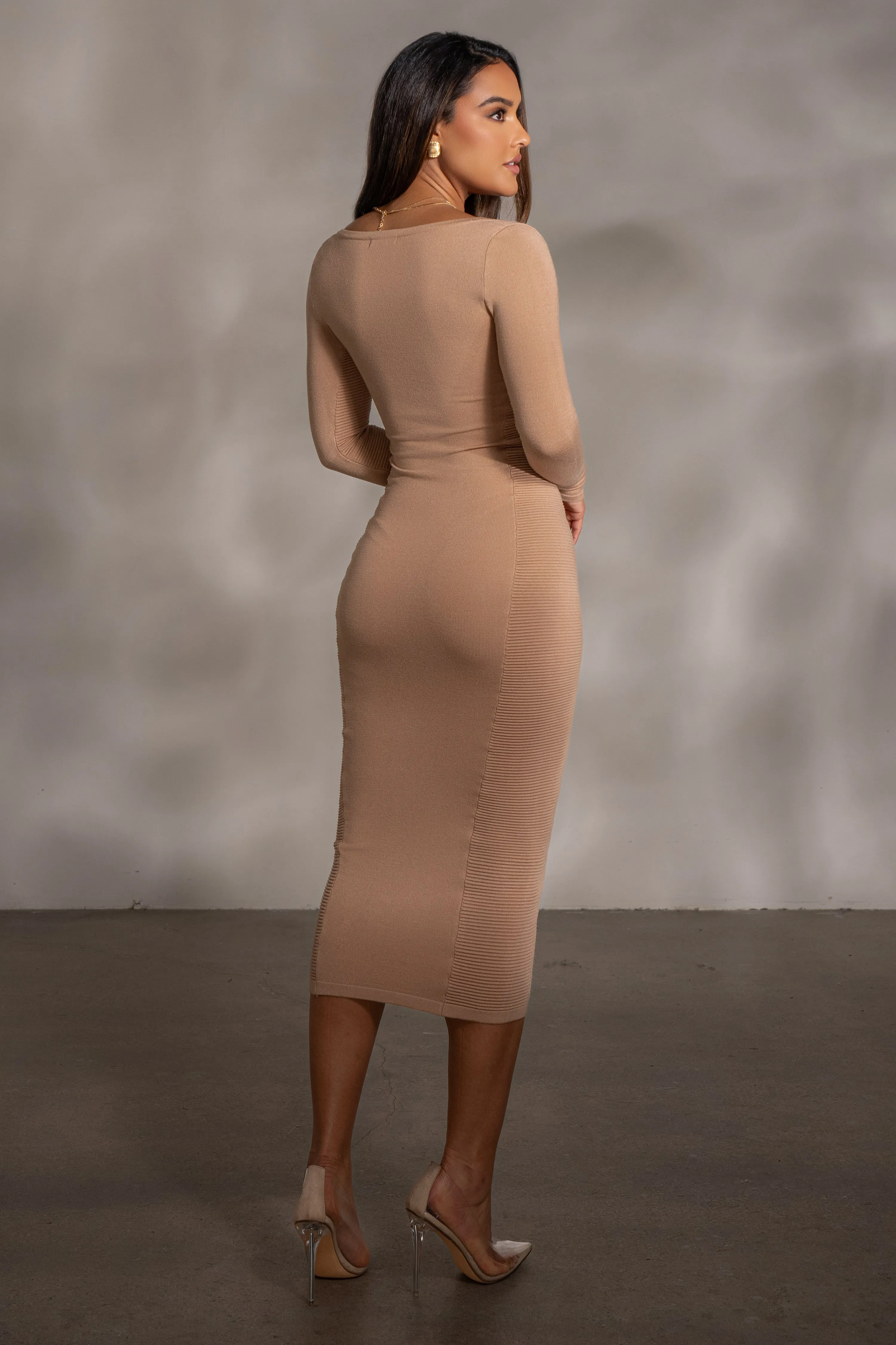 Beige Pollie Midi Dress