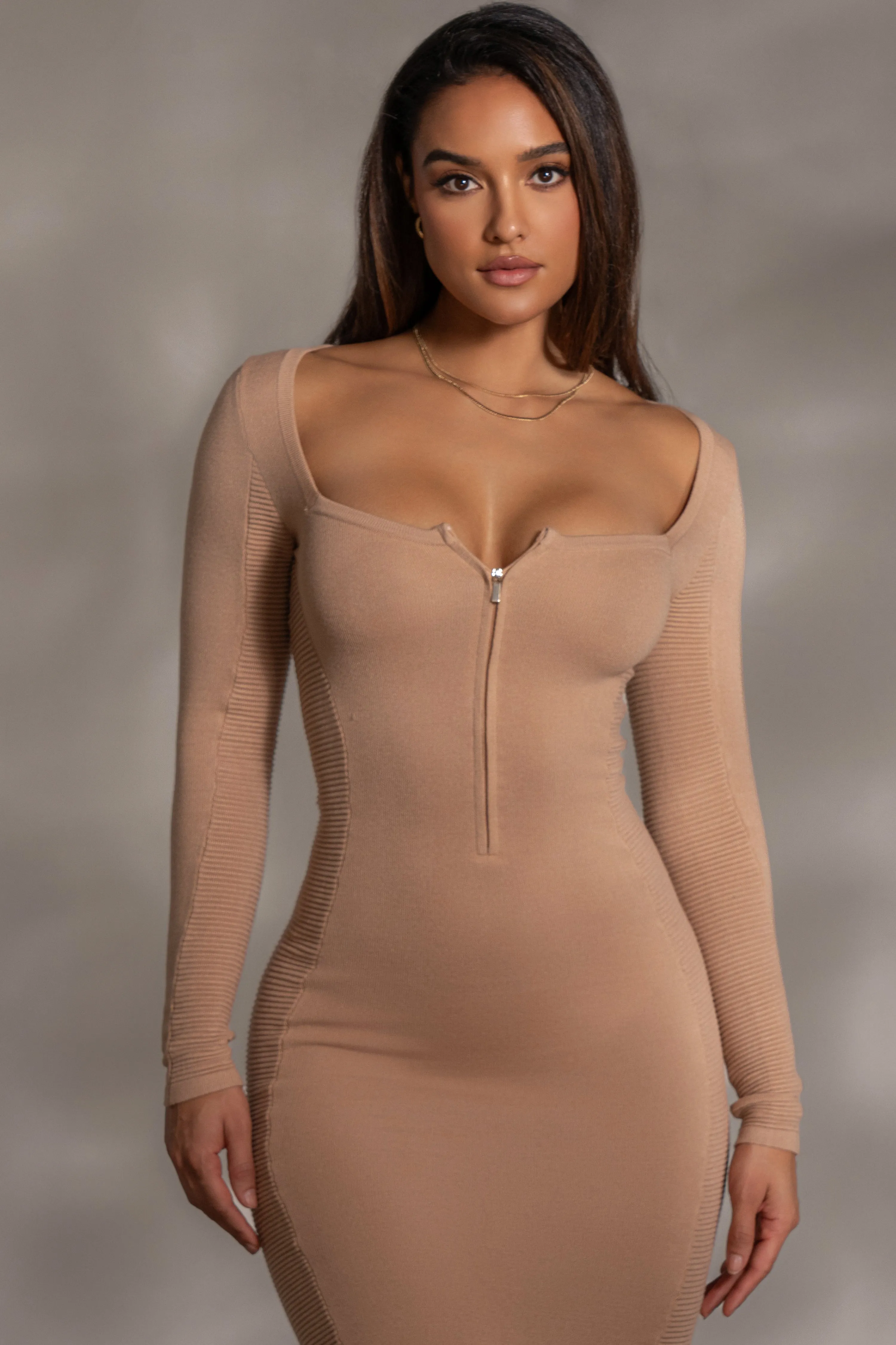 Beige Pollie Midi Dress