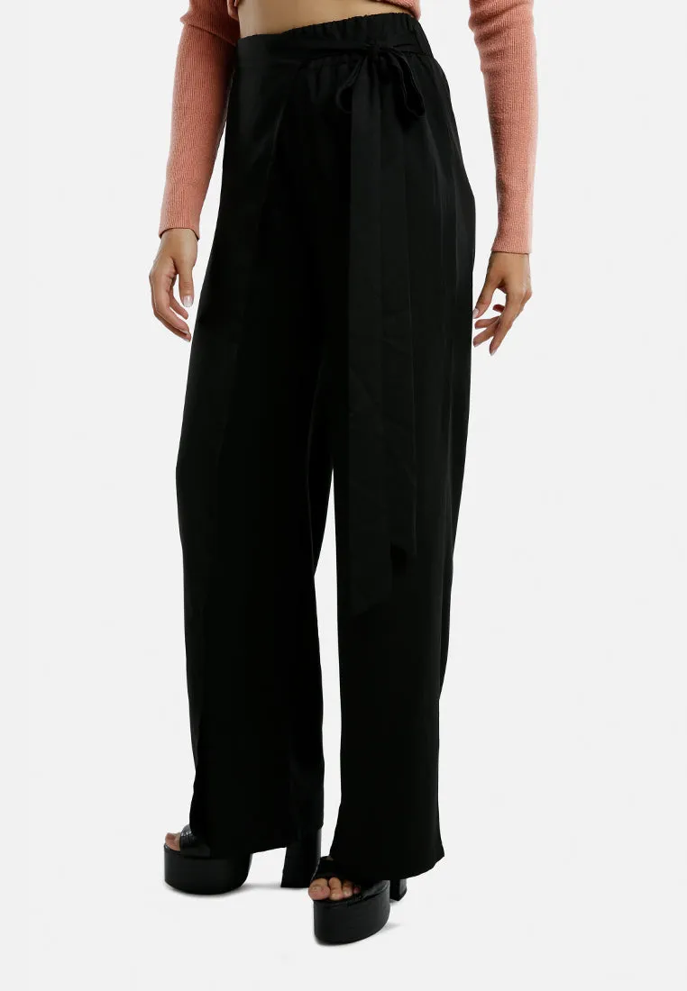 Belted Tie Wide Leg Pants