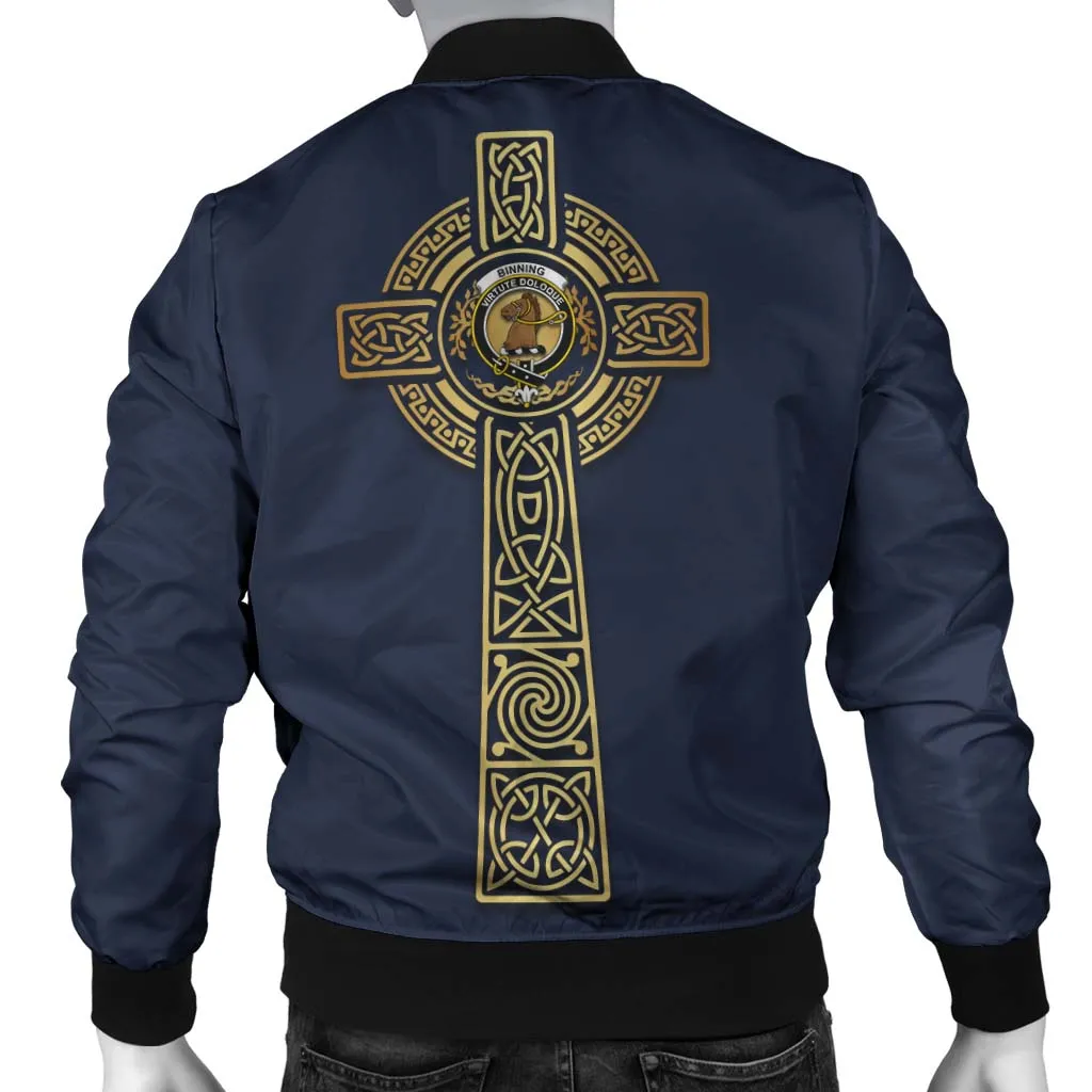 Binning Clan Bomber Jacket with Golden Celtic Tree Of Life