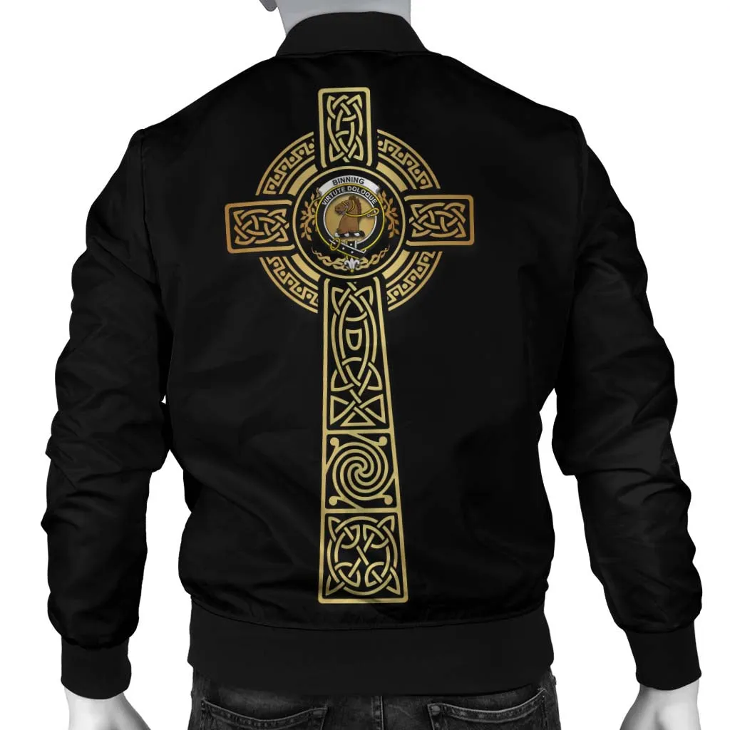 Binning Clan Bomber Jacket with Golden Celtic Tree Of Life