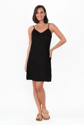 Black Cotton Slip Dress