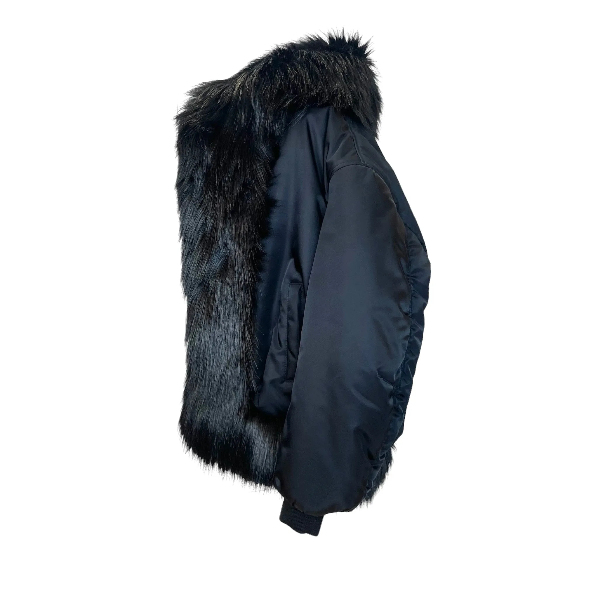 Black Fur Bomber Jacket - XS/L