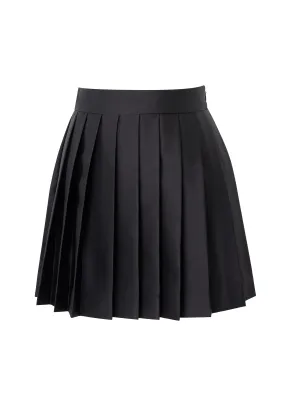 Black Pleated Satin-Crepe Skirt