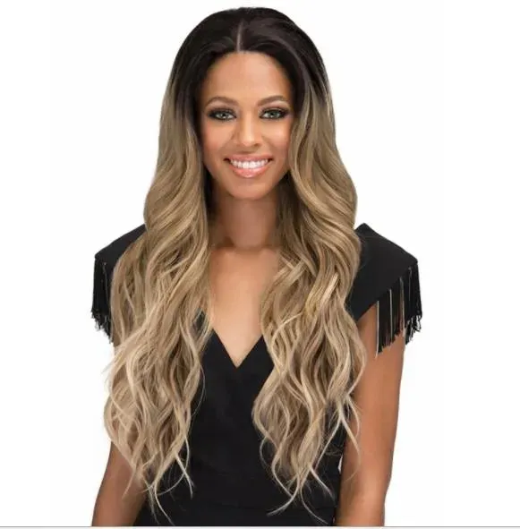 blonde Wig Long Natural Body Wavy Synthetic Wigs Heat Resistant Hair FZP187