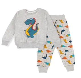 Boys Melton Pajama - Dinosaurs2 - Grey