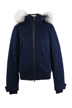 Branta Wool Bomber W/ Fur Hood - Loro Piana Storm System