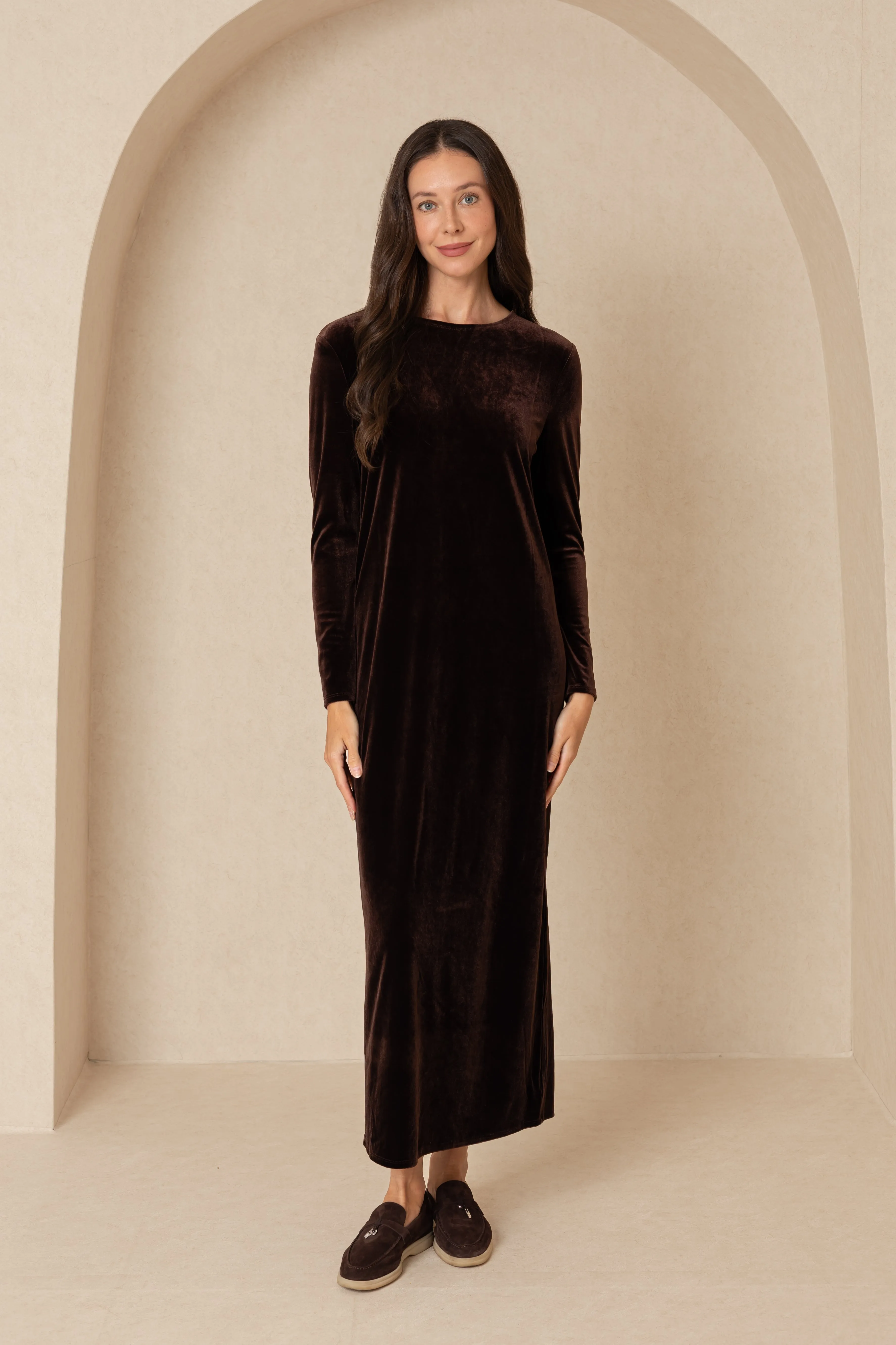 Brown Velour Basic Maxi