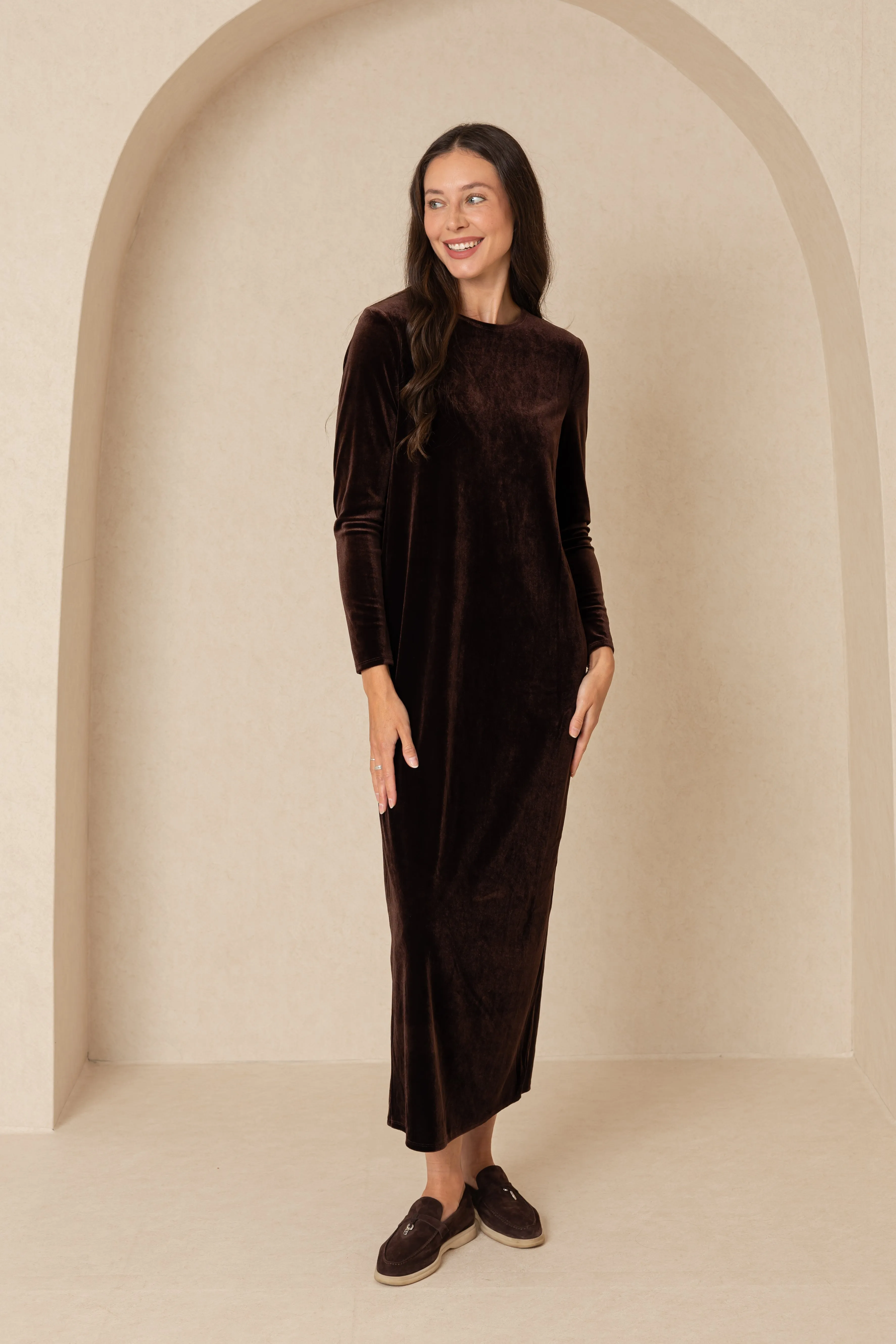 Brown Velour Basic Maxi