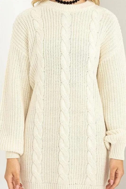 Cable Knit Mini Sweater Dress