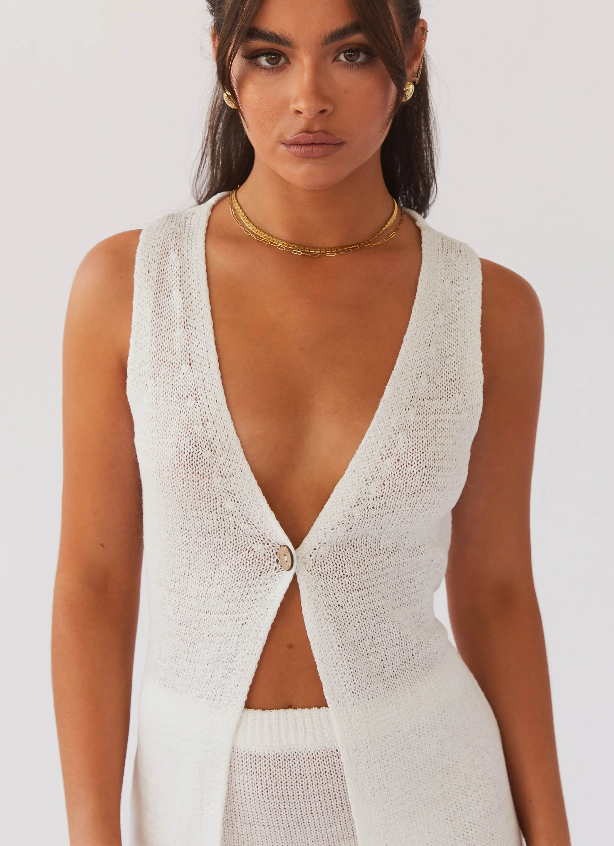 Capri Glow Knit Top - White