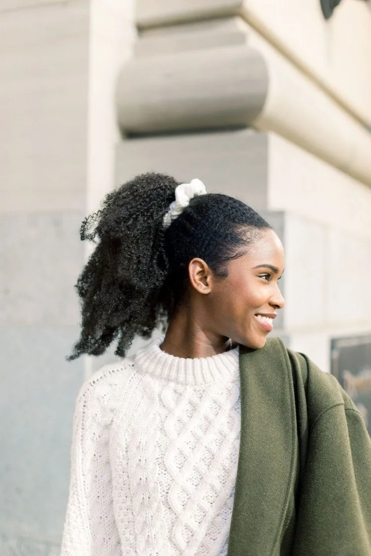 Chelsea King Windsor Knit Scrunchie | Ivory, Cream   Hunter Green