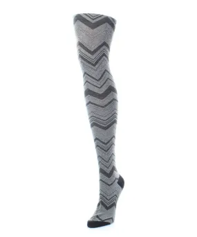 Chevron Stripe Cotton Blend Sweater Tights