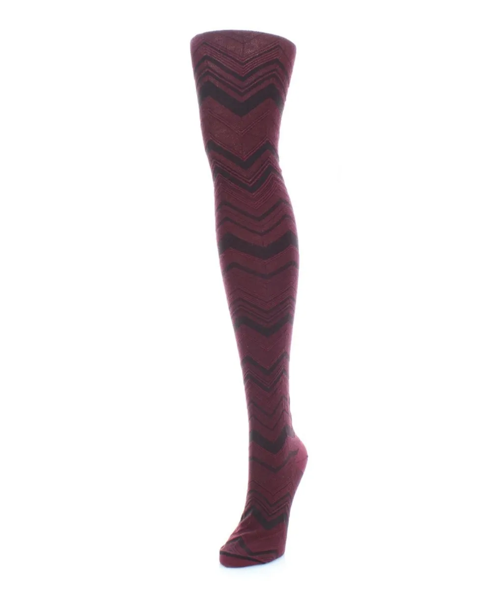 Chevron Stripe Cotton Blend Sweater Tights