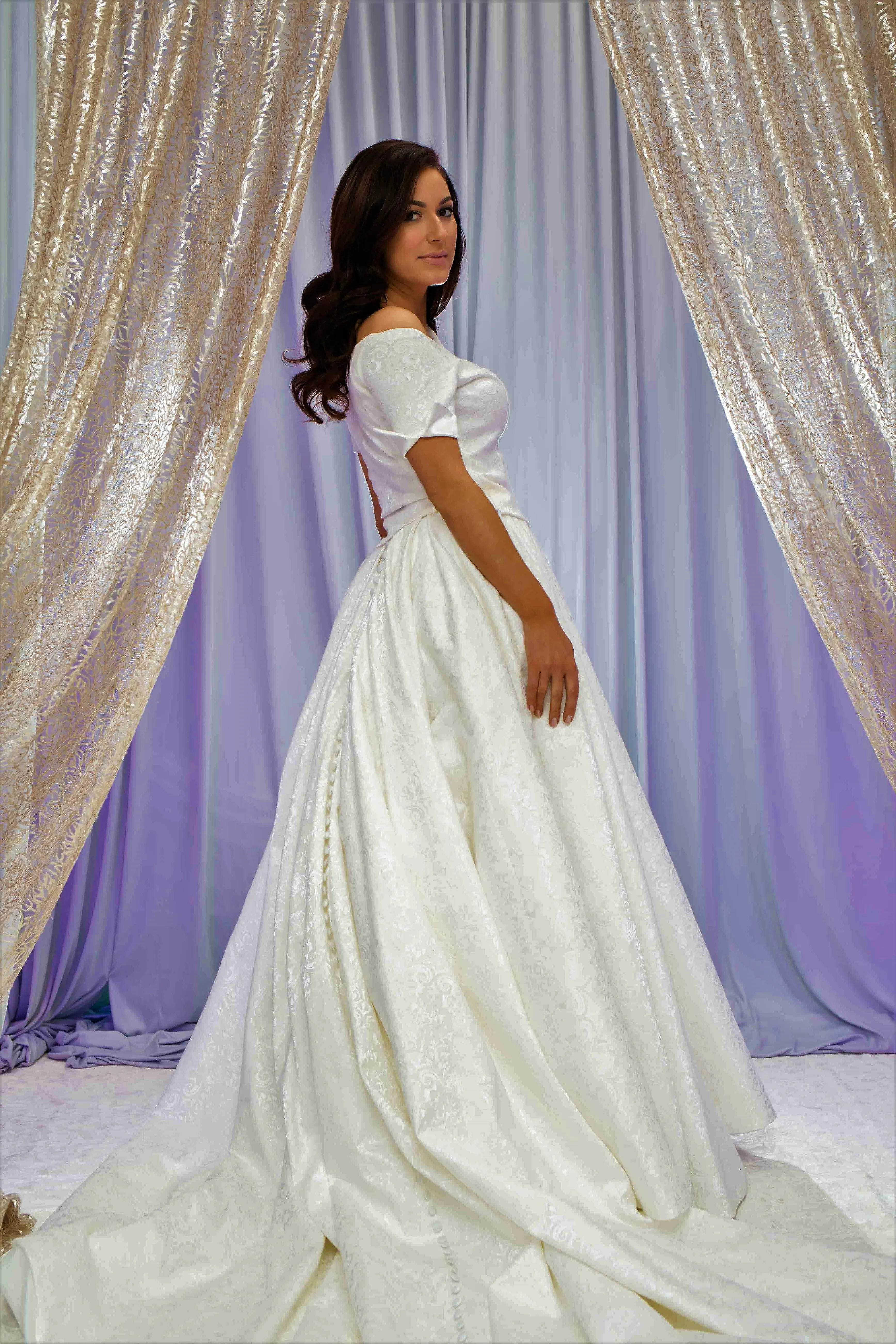 CICILIA Royal Jacquard A-Line Long Bridal Skirt