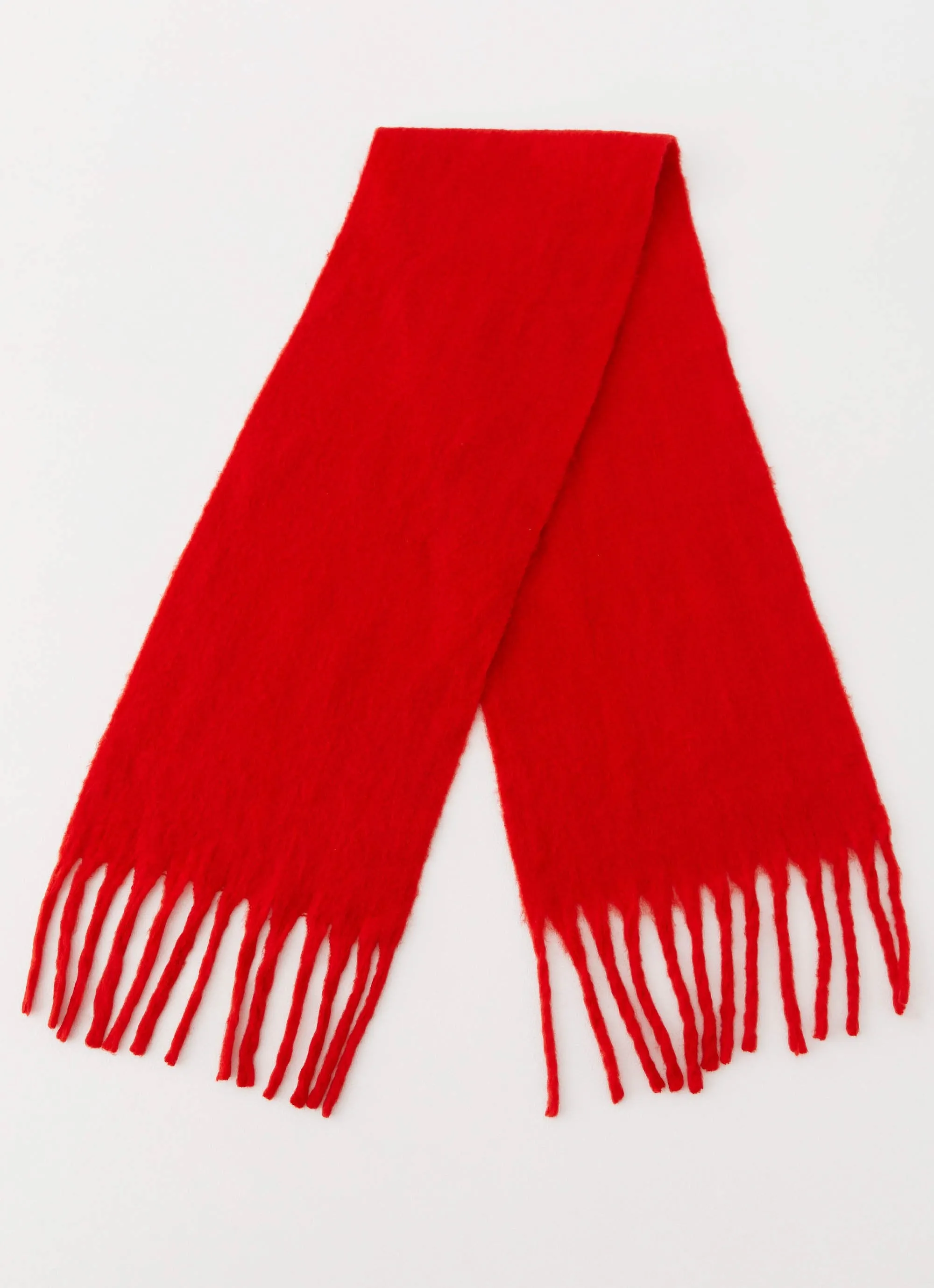 Claret Plain Knit Scarf - Red