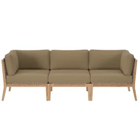 Clearwater Outdoor Patio Teak Wood Sofa Gray Light Brown EEI-6120-GRY-LBR