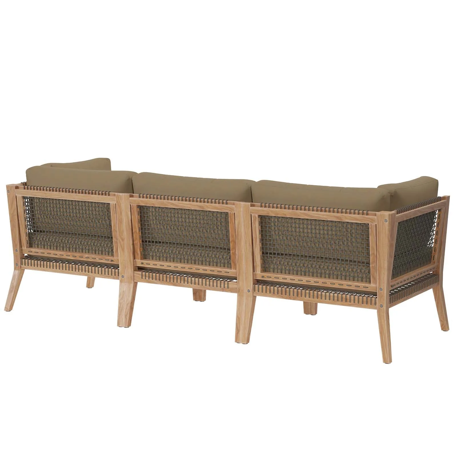 Clearwater Outdoor Patio Teak Wood Sofa Gray Light Brown EEI-6120-GRY-LBR