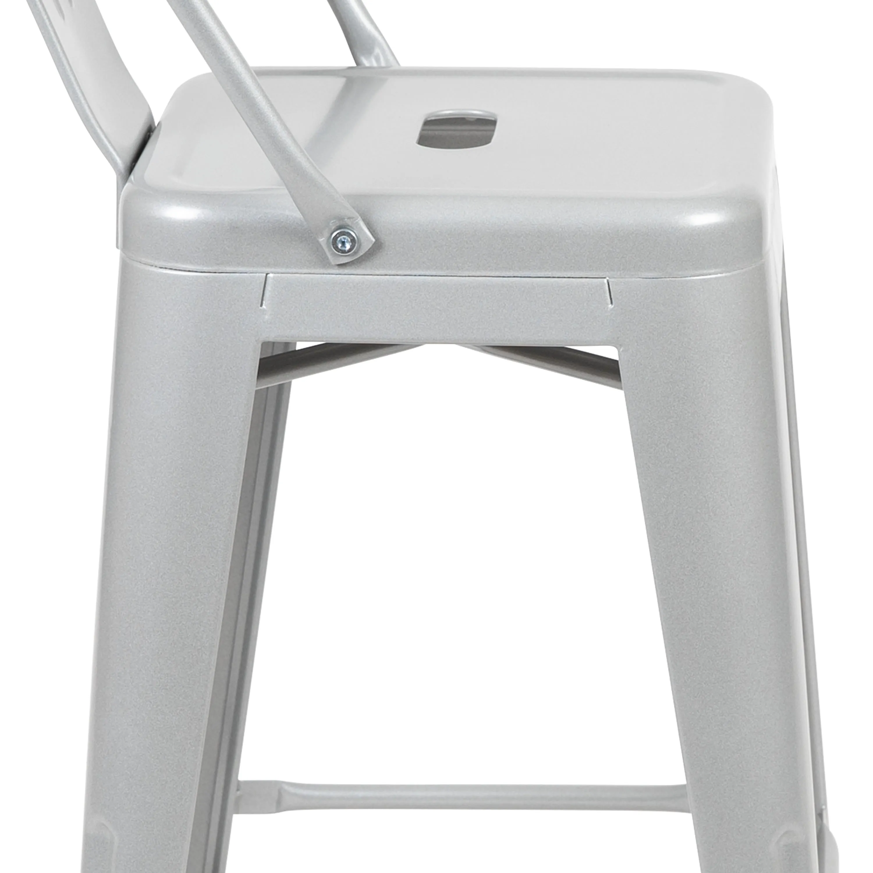 Commercial Grade 24" High Metal Indoor-Outdoor Counter Height Stool with Back