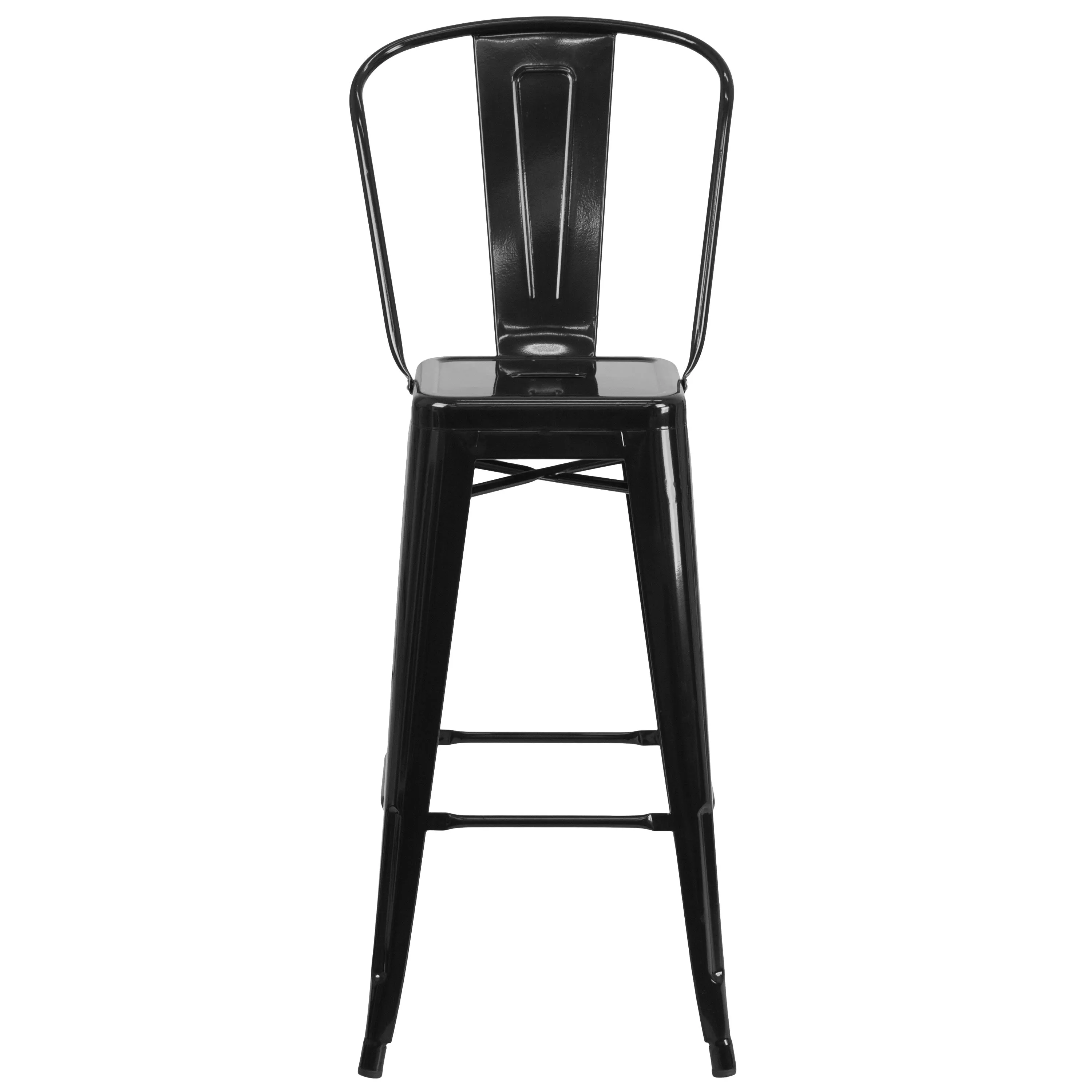 Commercial Grade 30" High Metal Indoor-Outdoor Barstool with Back