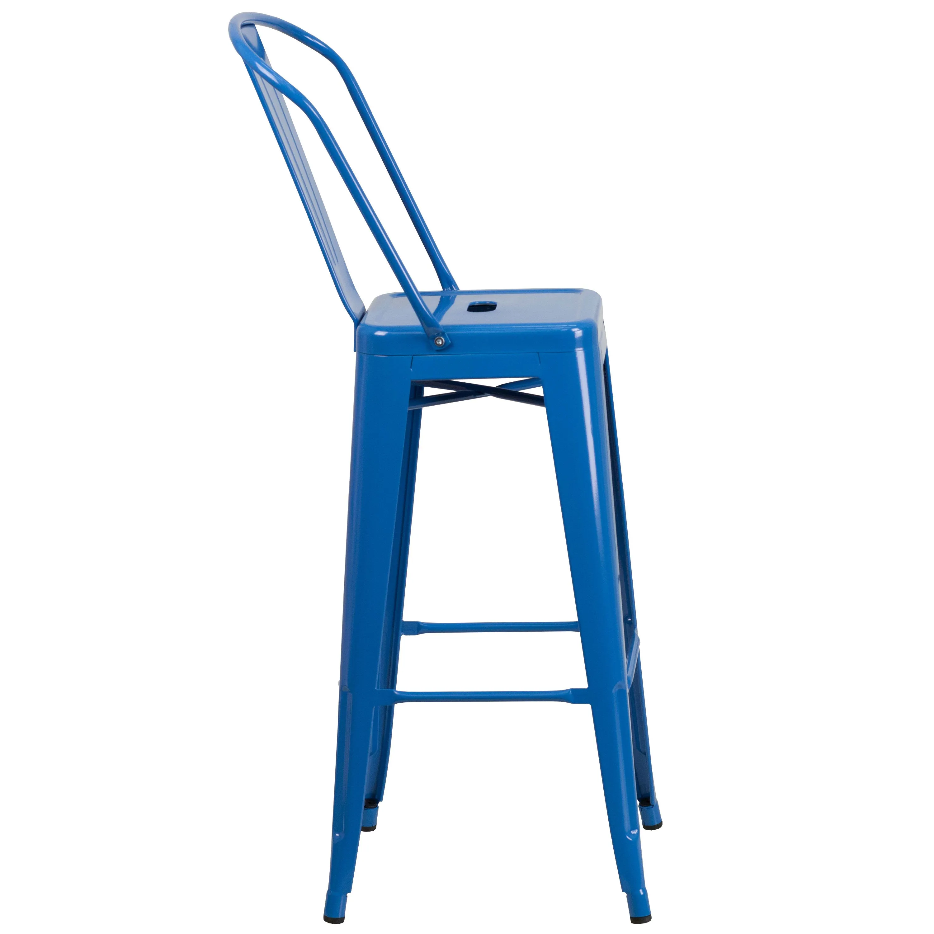 Commercial Grade 30" High Metal Indoor-Outdoor Barstool with Back