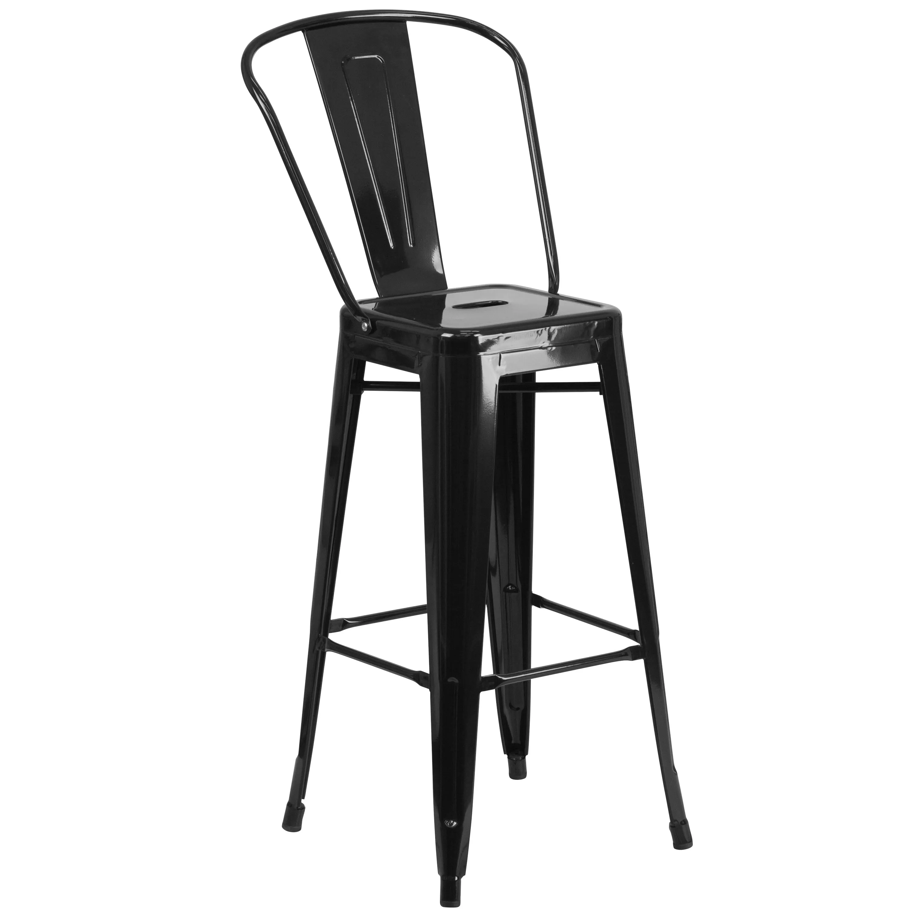 Commercial Grade 30" High Metal Indoor-Outdoor Barstool with Back