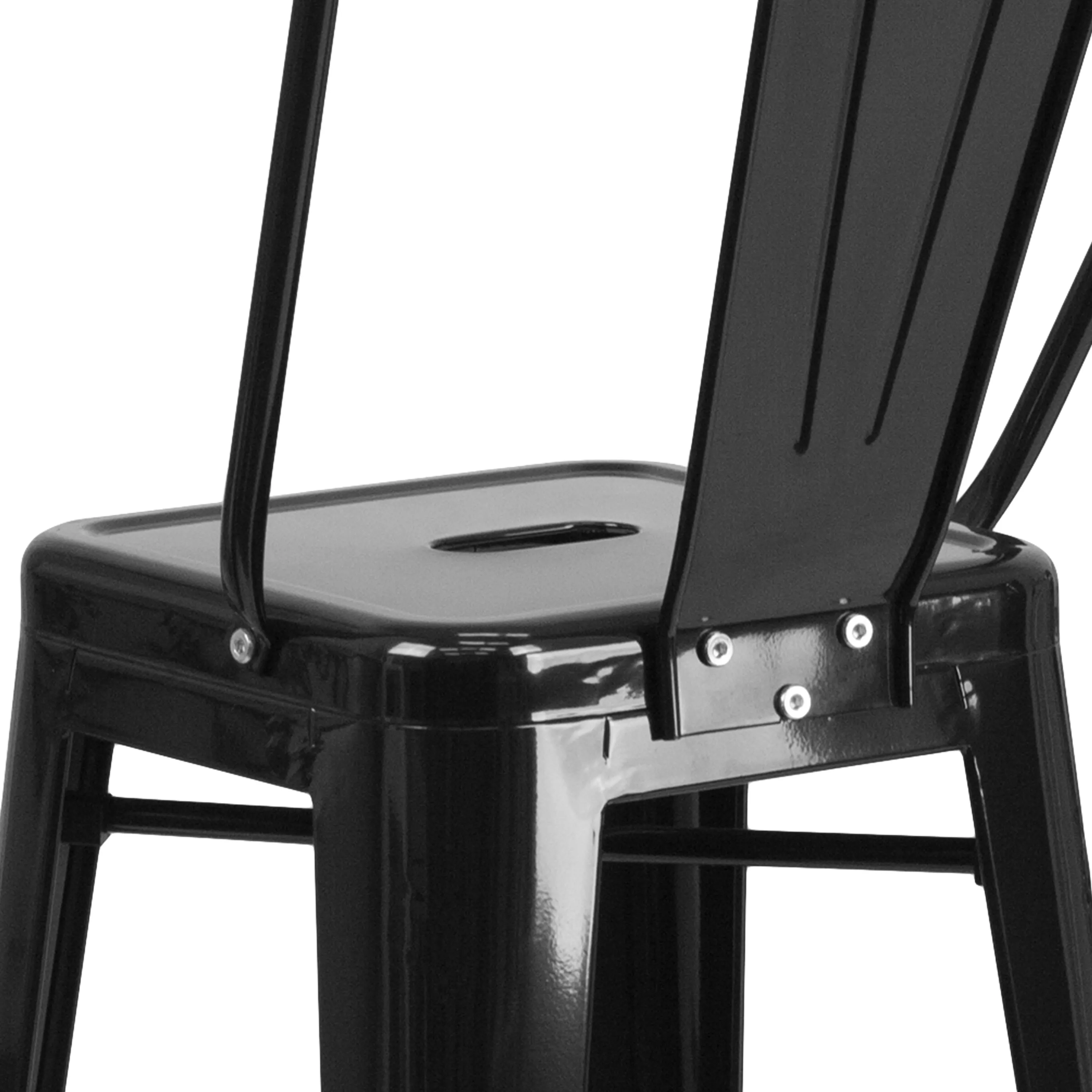 Commercial Grade 30" High Metal Indoor-Outdoor Barstool with Back