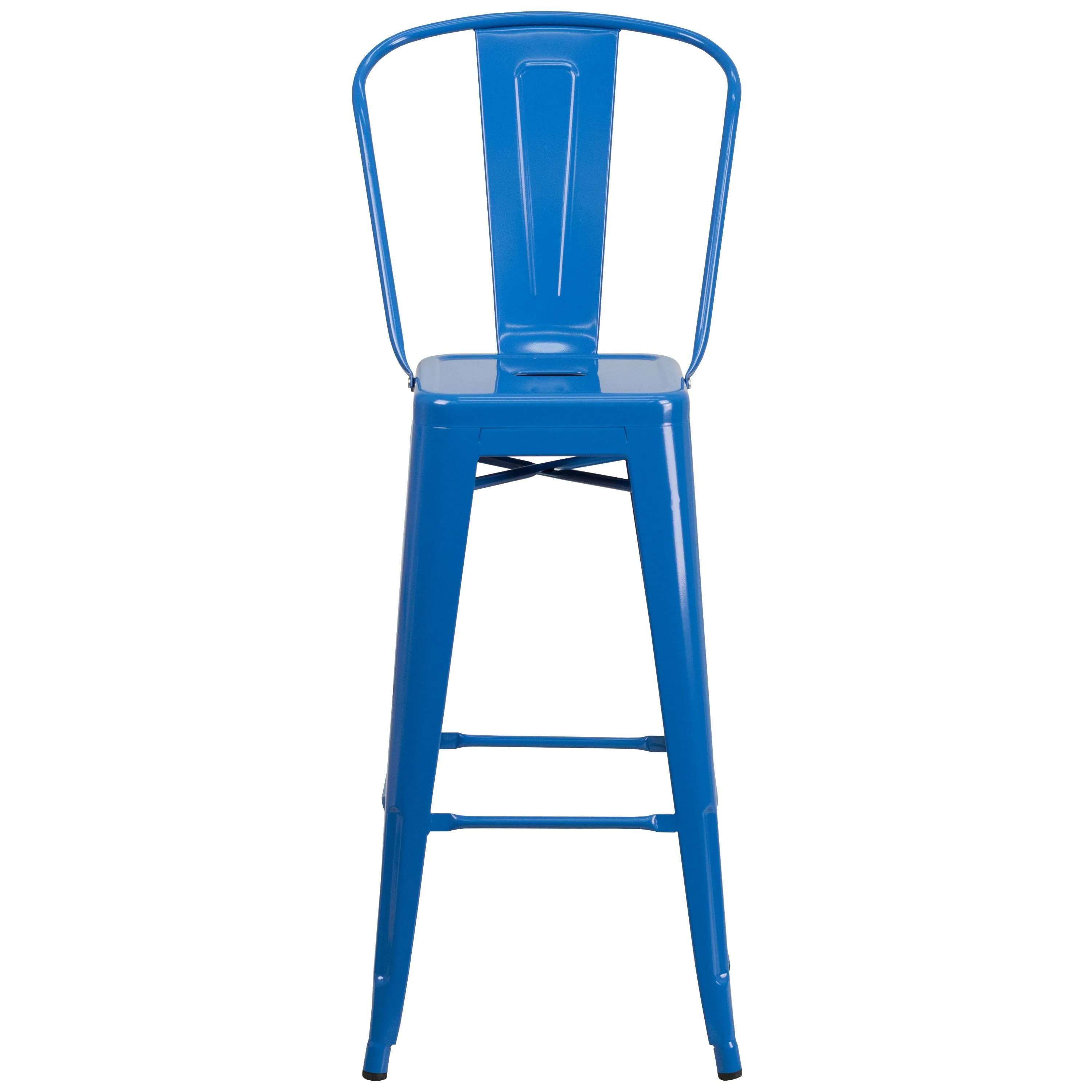 Commercial Grade 30" High Metal Indoor-Outdoor Barstool with Back