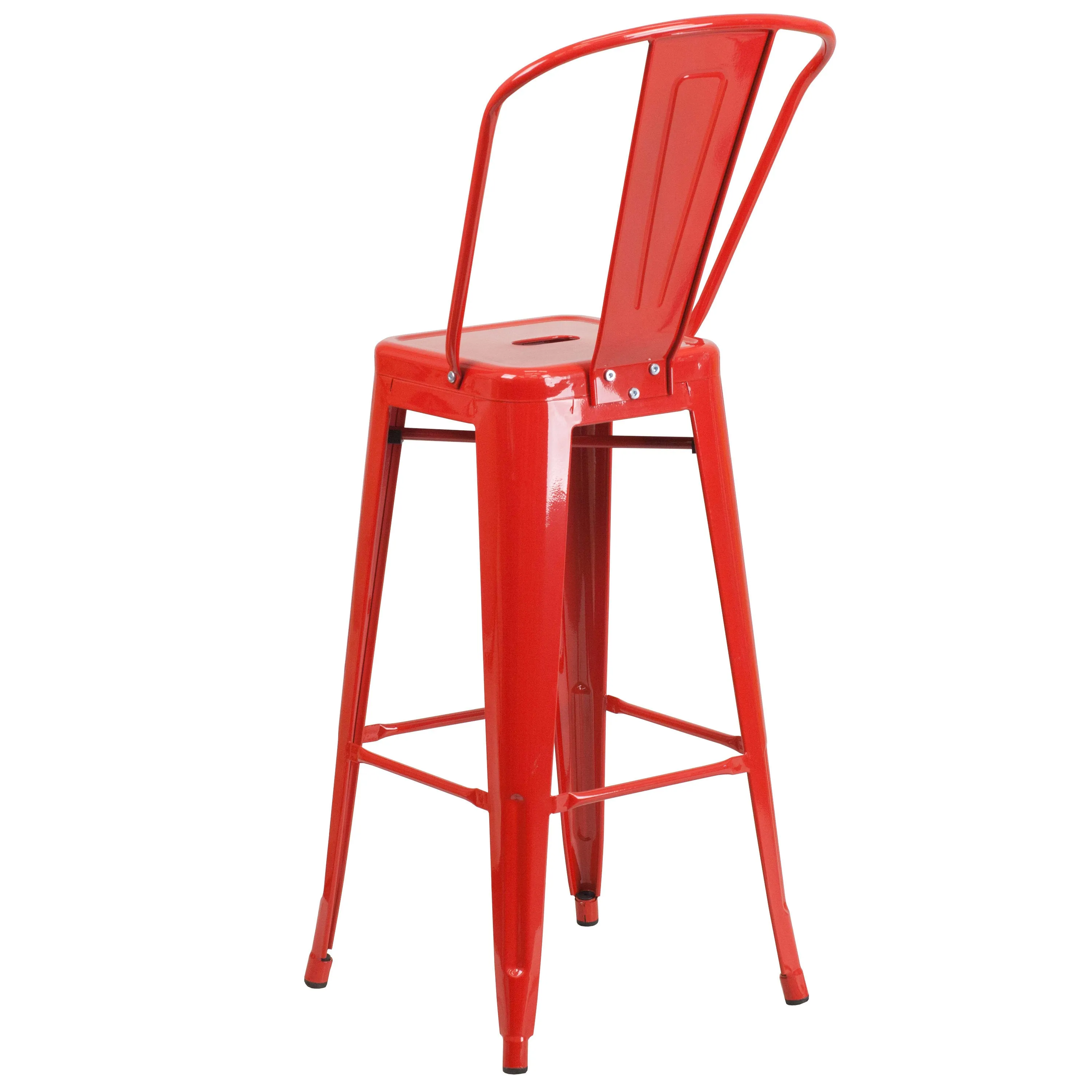 Commercial Grade 30" High Metal Indoor-Outdoor Barstool with Back